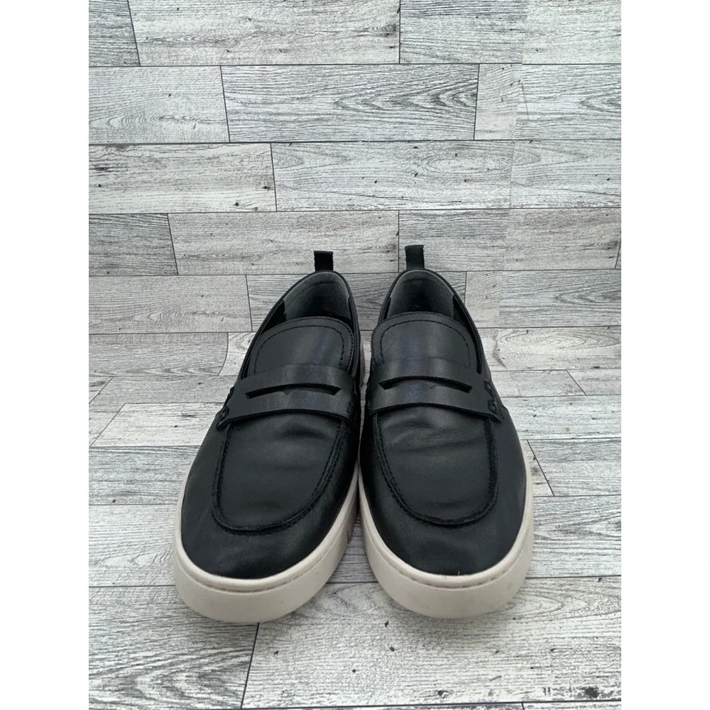 Vionic Uptown Black Leather Penny Loafer Lug Sole Platform‎ Sneakers Women Sz 10